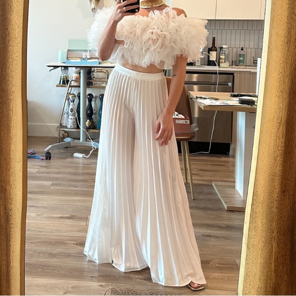 NWT!** SELEZZA LONDON BRIDAL SET TULLE TOP & SAWYER PLEATED TROUSERS! Sz small